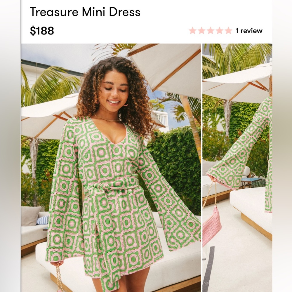 SHOW ME YOUR MUMU TREASURE MINI DRESS. SIZE LARGE. NWT